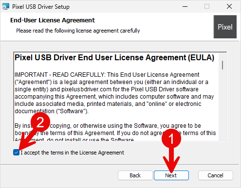 Google Pixel USB Driver Setup Terms